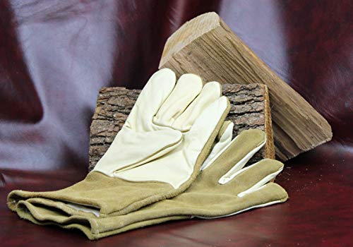 Maniques Gants, Gants de Cuisine, Gants Résistant à la Chaleur en Cuir Véritable, 35 cm Long Cover
