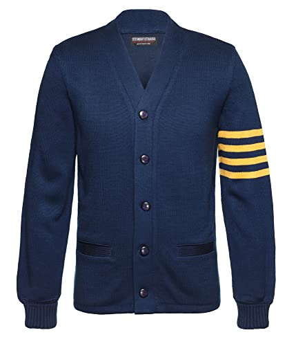 Image of Stewart & Strauss Cardigan Varsity Letter Sweater | American style button front letter sweater knit since 1977, heavyweight and ready for chenille letters and patches