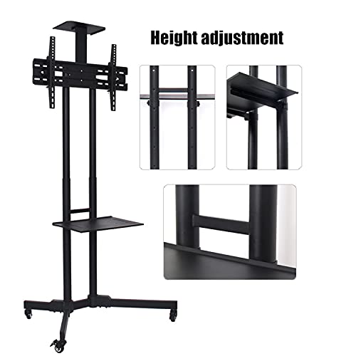 Yuankexiang Universal Mobile Swivel Table Top Tv Stand Cart For 32-65 Led Oled Lcd Plasma Flat Curved Screens Height Adjustable Glass Base Max. Vesa 600X400Mm Up To 60Kg #TOP3