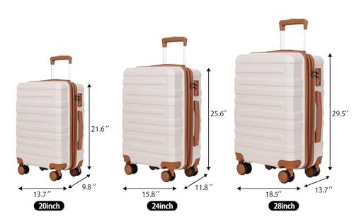 3-Piece Hardshell Luggage Set - Lightweight Carry-On & Checked Suitcases with 360° Wheels - Expandable Travel Bags in Blue & Beige2