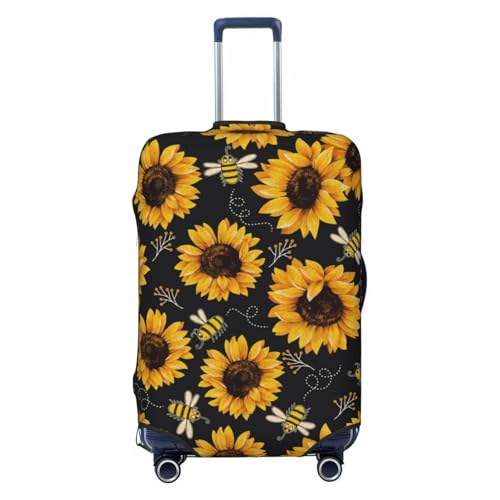 Sunflower Bee Luggage covers for Suitcase Flower Floral Travel Suitcase Protector Anti Scratch Suitcase Cover Fit 22-24 inch
