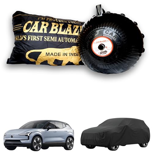 Image of CARBLAZER Portable & Semi-Automatic Full Body Car Cover: Heavy Duty Device | Anti-Theft | Dust & Scratch Proof | Water & Wind Resistant | Custom Fit | UV & Heat Protection Compatible for Volvo EX30