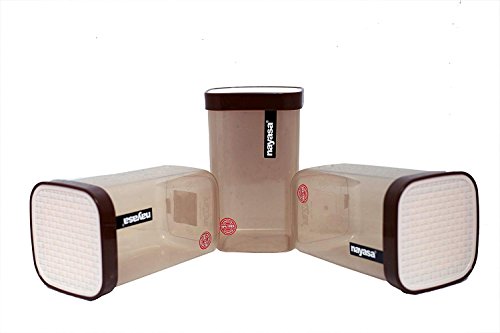 Image of Nayasa Superplast Plastic Fusion Container 1.5 Litre, Set of 3, Brown