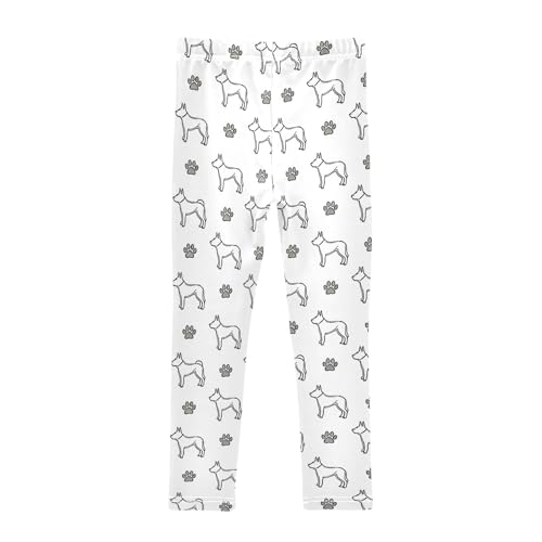 Simple Dog Paw Prints Pattern Girls Leggings Soft Comfortable Athletic Leggings Dancing Pants for 4-10 Years2