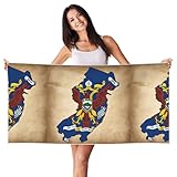 KJGvbn New Jersey Flaggenkarte mit Adlermuster, schnell trocknend, saugfähig, Strandtuch, weich & leicht, Pool-Cabana-Handtuch, 140 cm x 70 cm, für Urlaub, Reisen & Schwimmen