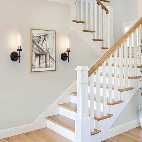 Image of Wall Sconces,Battery Operated Wall Sconce 8000mAh Black Fast Chargin Endurance 100 Hours Infinitely Dimmable 2 Color Temperature Bulbs with Remote Control Wireless Wall Lights for Bedroom Living