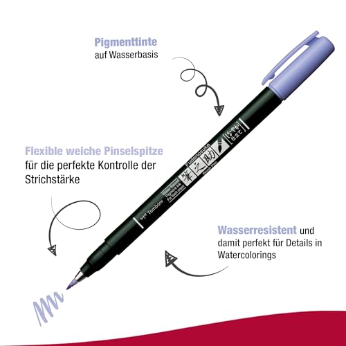 Tombow Set di 6 pennarelli Fudenosuke pastello per...