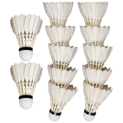 12 volantes hechos con plumas para bádminton, entrenamiento de calidad en interiores y exteriores, diseño de plumas de ganso de larga duración, tamaño óptimo para juegos profesionales