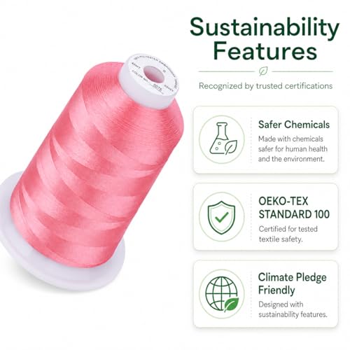 Image of Simthread 5500Yds /5000M 40WT Polyester Embroidery Thread Dusty Pink S076 | High-yardage 5000M spool offers smooth feeding and stable 40WT polyester thread for home and commercial embroidery machines.
