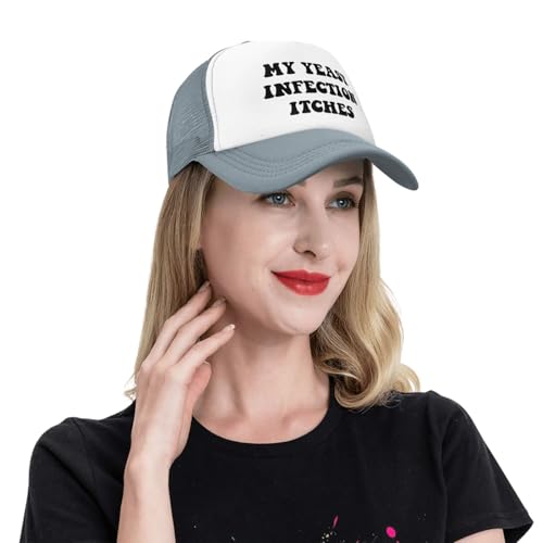 Image of My Yeast Infection Itches Trucker Hat Funny Baseball Caps Adjustable Fishing Hats for Men Women Black