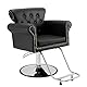 VEVOR Friseurstuhl 150 kg Gewichtskapazität Friseursessel aus Schwamm PU Holzplatte Eisen Bedienungsstuhl höhenverstellbar Barbersessel 360° drehbar Barberstuhl Friseureinrichtung 98 x 77 x 90,5 cm