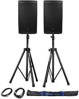2) JBL EON612 12" 2000 Watt Powered DJ PA Speakers w/Bluetooth+Stands+Cables+Bag