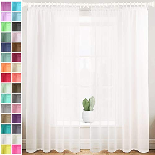 Megachest lucy Woven Voile gathering tape Curtain 2 Panels with tie backs (ivory 56" wideX90 drop(W142cmXH228.5cm))