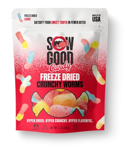 Sow Good Crunchy Worms Freeze-Dried Candy 1.7 Ounce miniatura 1