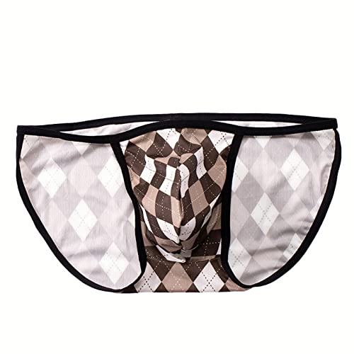 Faringoto Men's Briefs Polyester Ice Silk Low Waist Briefs And Breathable Underwear Brown #TOP1