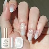 BORN PRETTY マグ ネイルポリッシュ ジェルネイルポリッシュ、15ml グリッター入りのミルクホワイト磁気ジェルネイルポリッシュ、ネイルアート