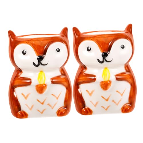 Baluue 2 Piezas Portahuevos de Porcelana Creativos para Desayuno Soporte para Huevos de Gallina y Pato Diseño Europeo Elegante Fácil Limpieza de Color Marrón