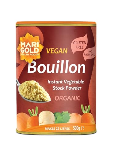 Marigold Organic Vegetable Bouillon Powder 500g Instant Vegan Stock Powder Natural Ingredients Low Calories Ideal for Soups Stews & Sauces.
