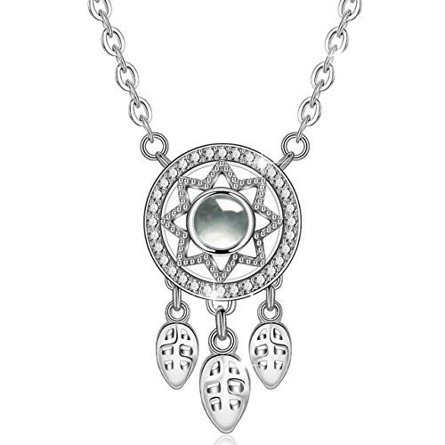 Collier 100 langues je t'aime avec projection lumineuse en cristal et argent précieux