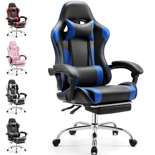 DUMOS Ergonomischer Gaming Stuhl mit Fußstütze Atmungsaktiver PC mit...