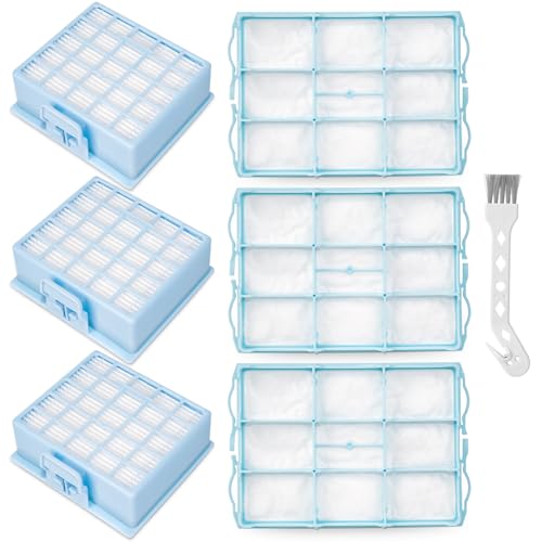 3 HEPA Filter+3 Motorschutzfilter für Siemens VS06G VS06B VS06C VSZ3 (Z3.0) Serie, Kompatibel mit Siemens Synchropower VSZ31423 VSZ31455 VSZ31456 VSZ31466, für Bosch BSG6 BSGL3 BSGL4 Serie