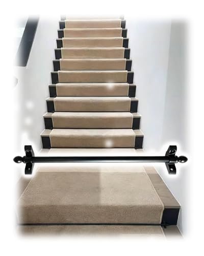 Herrajes para alfombras de escalera pulidas con barras negras de diseño minimalista selecto