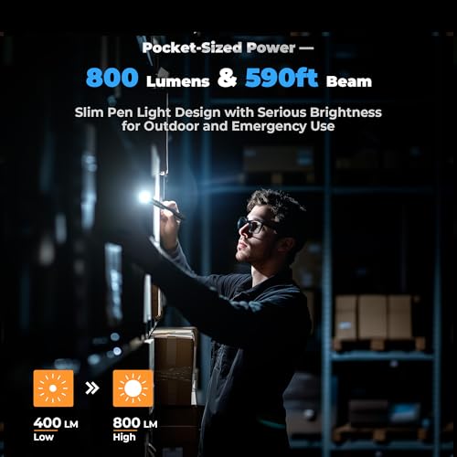 Rechargeable Pen Light Flashlight, 800LM Zoomable Pocket Flashlight with Clip USB-C LED Inspection Light Spot/Flood Beam Aluminum Water-Resistant Flashlight for Car Repair, Home & Outdoor Use by Favourlite - Image 3