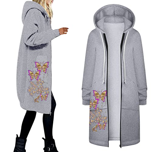 Fleeces Women Women's Mid-Length Coat Floral Print Long Sleeve Casual Zipper Hooded Splicing Coats Jacket Fit Jacket #TOP1
