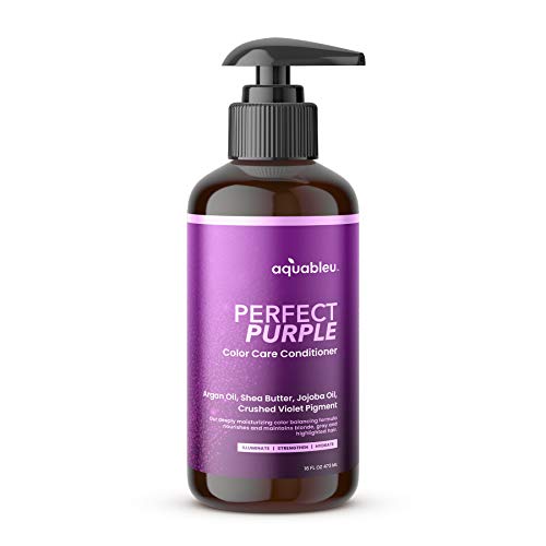 Aquableu Perfect Purple Conditioner – Color Correcting – Removes Brassy & Yellow Tones – For Silver, Gray, Blonde, Bleached & Highlighted Hair – Deeply Nourishing, Moisturizing & Illuminating – 16Oz #TOP20