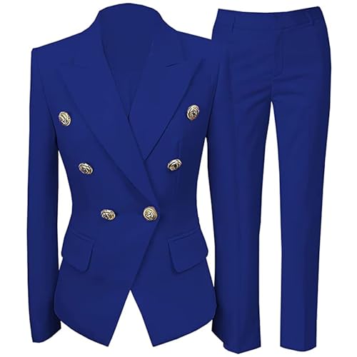 Women's 2 Piece Suit Notched Lapel Pants Suits Set for Women Business Casual Office Work Tuxedo Blazer Pants Set