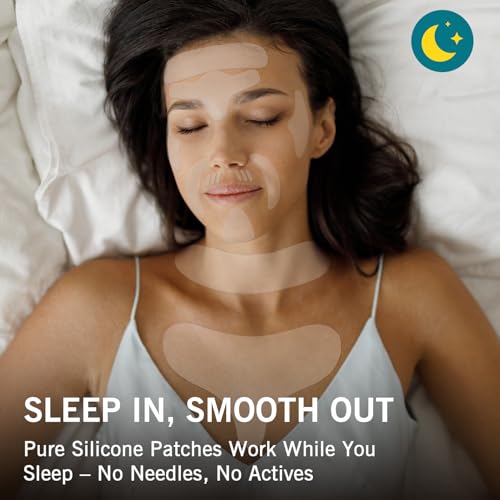 Image of Eusable Silicone Anti-Wrinkle Pads Set for Neck, Chest and Face, Overnight Use for Smooth Lines, Washable Comfortable Fit, 18 Pieces