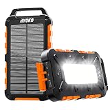 TOENNESEN Solar Power Bank 20000mAh, Portable Solar Charger Power Bank with Dual USB Output and 10 S