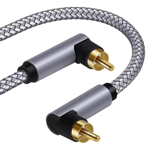 YUGSHNKFC 1/2/5 M Kabel Doppel 90 Grad Rechtwinklig Stecker Auf Stecker Subwoofer Digitales Koaxial Nylon Geflechtkabel Rechtwinkliges Subwoofer Kabel