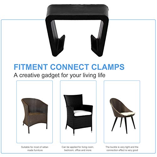 Hemoton 20Pcs Sofá Preto Conectar Grampos para Pátio Sofá Secional Cadeira de Vime Ao Ar Livre Sofá