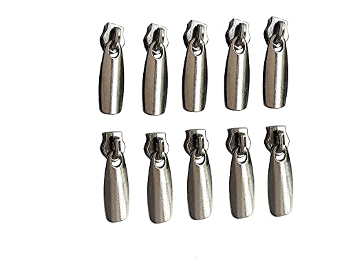 Image of Croatia Heavy Metal Zipper Sliders Zipper Repair Size #5 (Silver) Replacement Sewing DIY for Luggage Purses Bags (Pack of 10)
