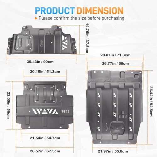 Image of Full Set Steel Skid Plate with Transmission Skid Plate, Heavy-Duty Splash Undercarriage Protection Shield, Compatible with 2015-2022 Ford F150-Not Compatible with Powerboost
