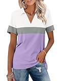 Materiale: camicie a maniche corte da donna, polo da donna, il tessuto di questo top casual da donna include cotone, poliestere e spandex, materiale super morbido, elasticità, non trasparente, delicato sulla pelle, tessuto leggero e traspirante ti fa sentire più fresco per tutta l'estate. 