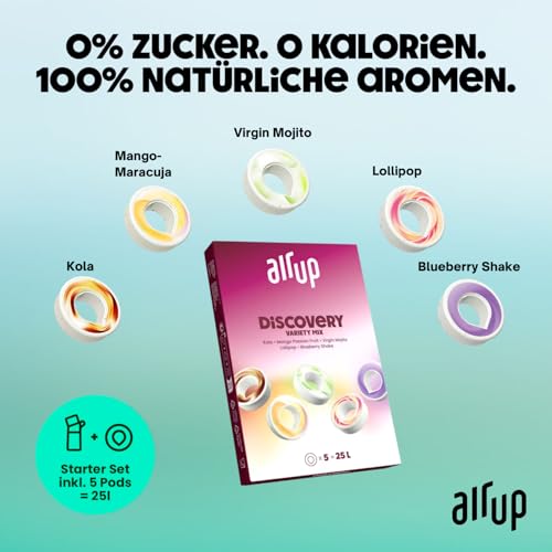 air up Flasche Twist Pro Original 600ml, Starter Set in Blue Pulse inkl Pods in 5 Geschmacksrichtungen I Trinkflasche mit Geschmack, zuckerfrei I spülmaschinenfest & BPA frei
