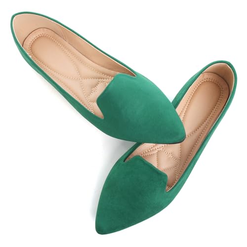 Image of Dear Time Women's Pointed Toe Ballet Flats Simple Casual Office Work Flats Slip-on Comfortable Shoes