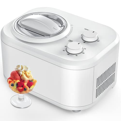 FREE VILLAGE 1.05-Qt Ice Cream Maker with Compressor, No Pre-freezing, 3 Modes Ice Cream Machine with Timer, Easy Use, Keep Cool Function, Ice Cream Maker makes Gelato, Sorbet at Home (ICE-1033)