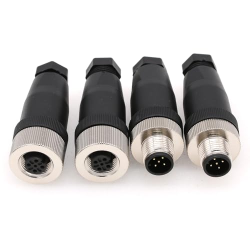 Image of 2 Sets M12 5 Pin Male & Female A Code Circular Aviation Plug Industrial Sensor Connector 60V 4A Waterproof Straight 12mm Connector Plug Cable Adapter