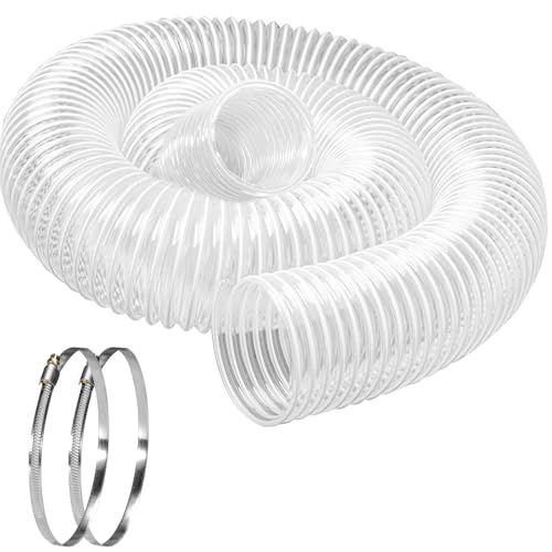 Heavy PVC Dust Collection Hose 6 x 10 Puncture Resistant PVC Dust Collection Hose with Carbon Steel Wire Coil for Woodworking Workshops Dust Collectors