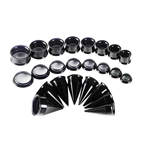 TBOSEN 24 Pcs Set Ear Stretching Kit Acrylic Tapers and Tunnels for Ears 2 In 1 Plugs Set Eyelet 7/16-13/16…