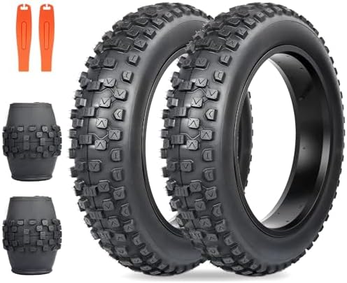 Balinge E-Bike 20x4.0 Fat Tire 20 x 4 Fat Tire 2 Pack Heavy Duty High-Performance Wear-Resistant Mountain Snow Bike Tire, E-Bike Tires 20x4, 20x4 Tire, Black,Black,2 Tire 2 levers
