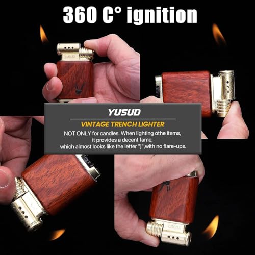 Yusud Vintage Trench Lighter, Cool Lighter Butane Refillable, Antique Flip Lighter, Retro Soft Flame Table Lighters, Unique Birthday Gift for Men Women - Image 5