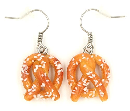 Polymer Clay Handmade Freshly Baked Pretzels Realistic Food Jewelry Earrings