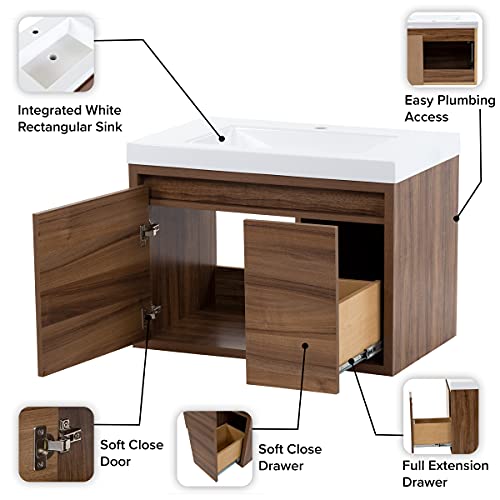 Spring Mill Cabinets Kelby Bathroom Vanity With Sink, 30 Inches, Caramel Mist #TOP4