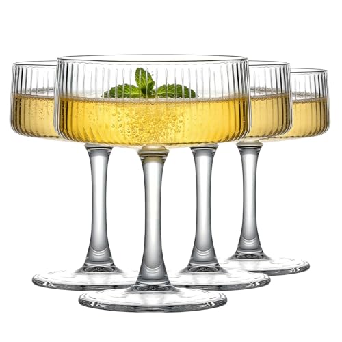 MYKAGS Gläser Set 4-teilig, Martini Gläser, 4Pcs Kristall Coupé Gläser 236 ml Cocktailgläser