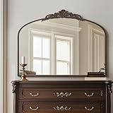 Micasso Bronze Large Vintage Mirror, 40'x 30' French Baroque Antique Arched Wall Mounted Mirror Decorative Ornate Entryway Mirror for Wall Decor, Living Room, Hallway