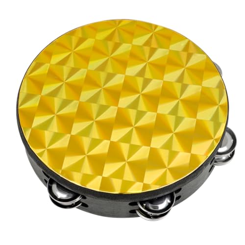 Holibanna Double Row Tambourine Musical Hand Drum for Adults Durable Percussion Instrument with Jingles for Music Education Coordination Development